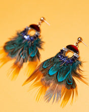 Load image into Gallery viewer, Peacock Feather Drop Earrings
