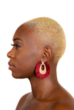 Load image into Gallery viewer, Maroon Wooden Fringe Earrings
