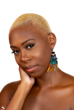 Load image into Gallery viewer, Peacock Feather Drop Earrings
