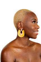 Load image into Gallery viewer, Mustard Yellow Wooden Fringe Earring

