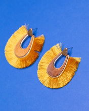 Load image into Gallery viewer, Mustard Yellow Wooden Fringe Earring
