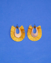 Load image into Gallery viewer, Mustard Yellow Wooden Fringe Earring
